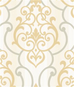Seabrook Designs Feldspar Damask Metallic Gold & Off-White Wallpaper