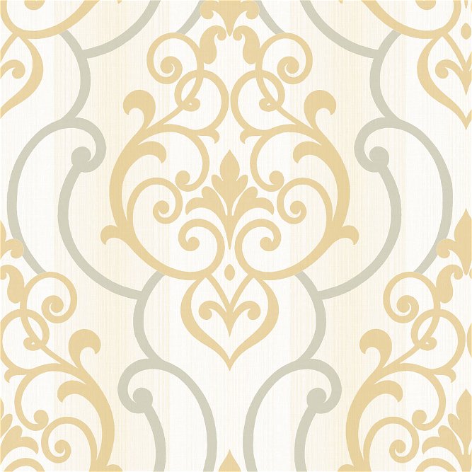 Seabrook Designs Feldspar Damask Metallic Gold &amp; Off-White Wallpaper
