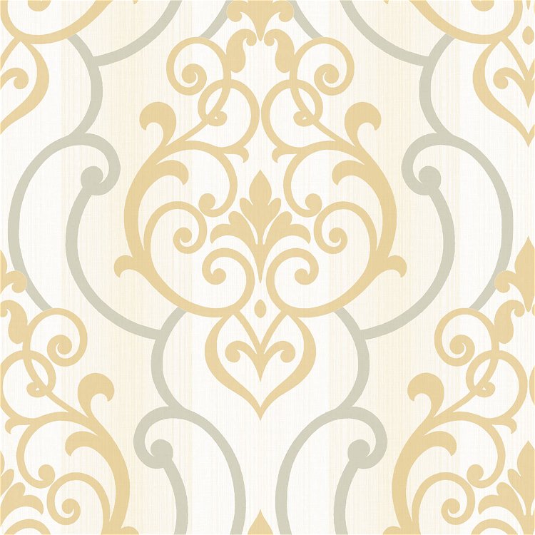 Seabrook Designs Feldspar Damask Metallic Gold & Off-White Wallpaper