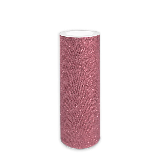 6" Mauve Glitter Tulle - 10 Yards image 1 of 2