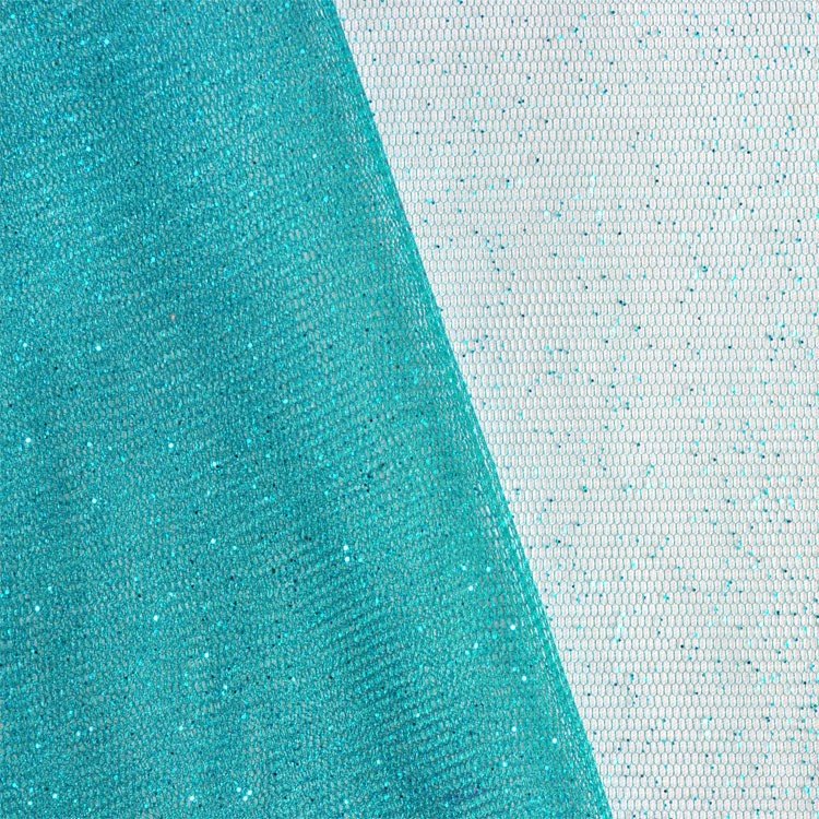 Teal Glitter Tulle Fabric - by the Yard