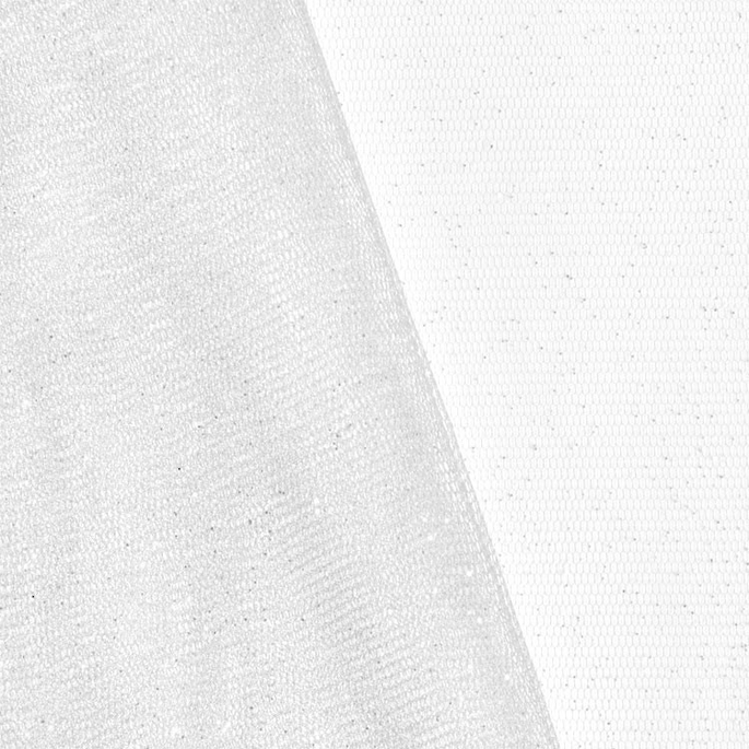 White Silver Glitter Tulle Fabric image 1 of 1