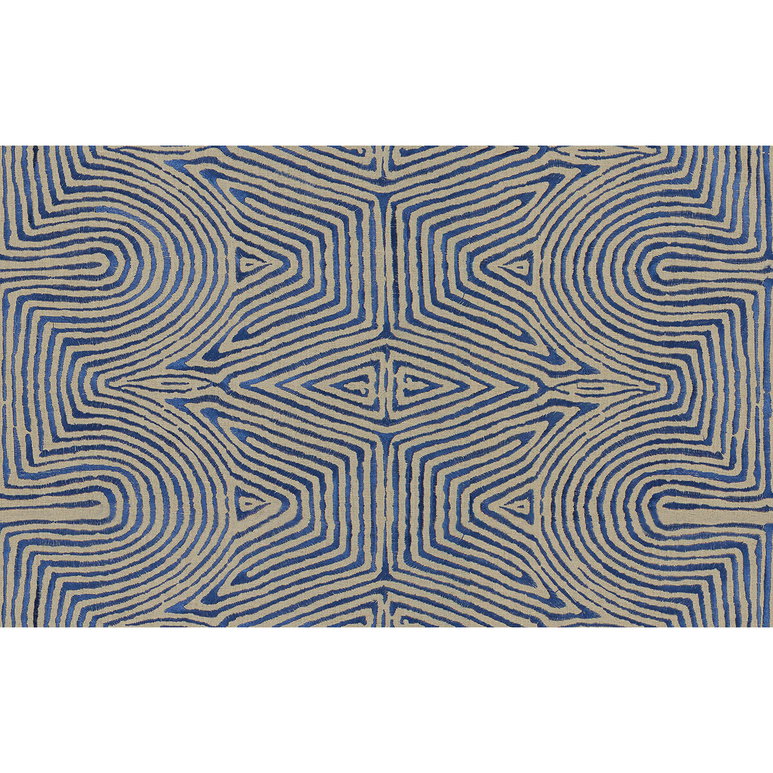 Lee Jofa Modern Julia Embroidery Flax/Blue Fabric