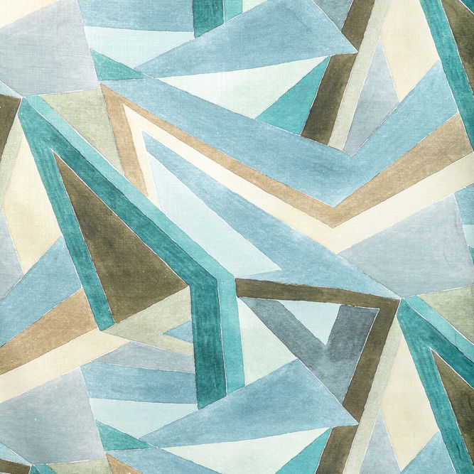 Lee Jofa Modern Roulade Print Aqua/Dune Fabric
