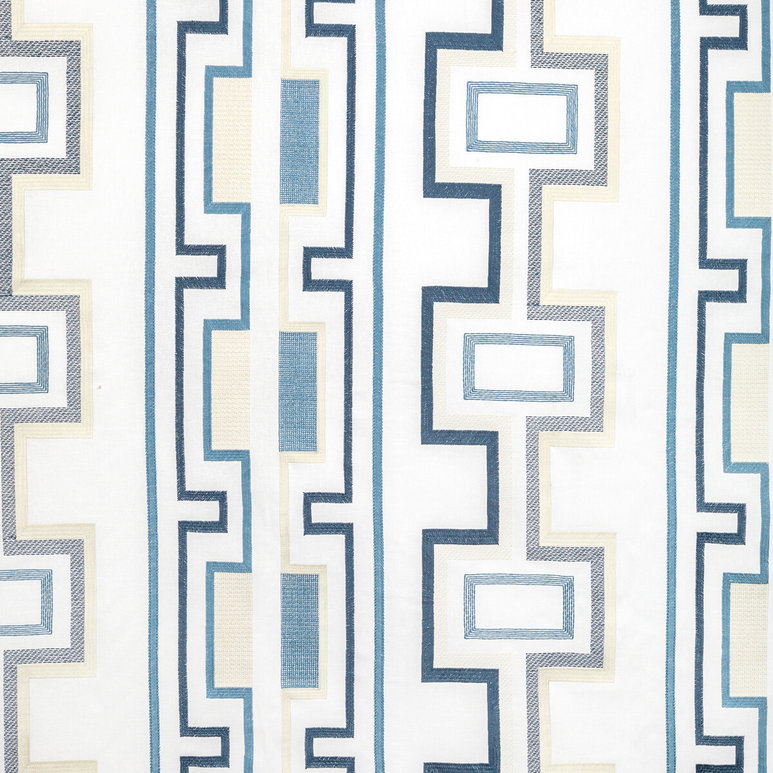 Lee Jofa Modern Tritone Embroidery Navy Fabric