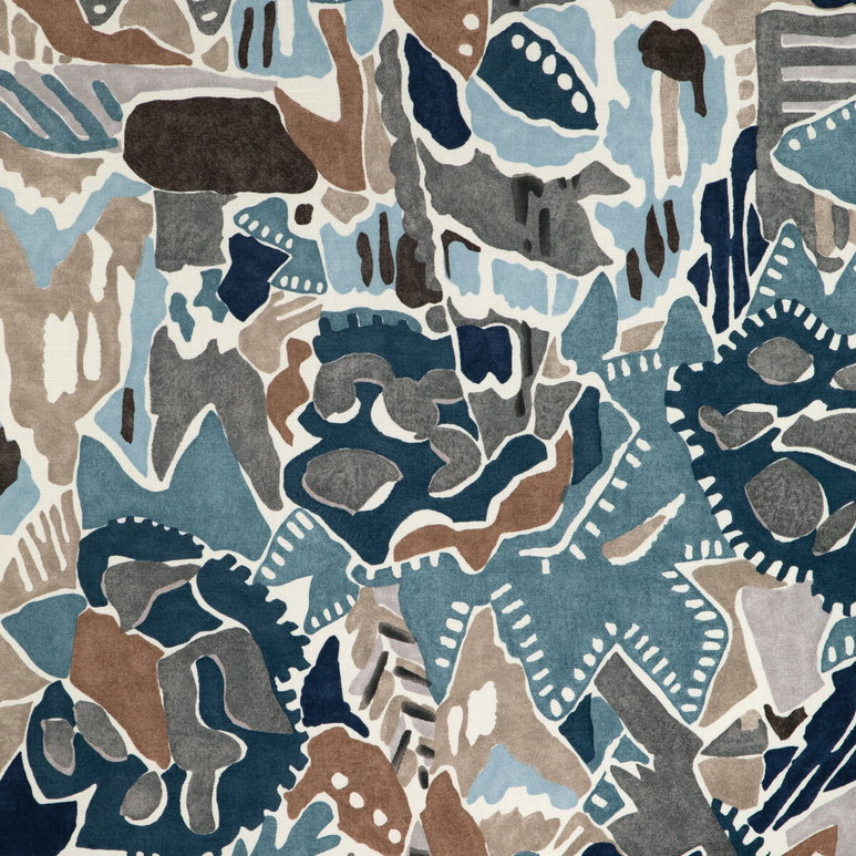 Lee Jofa Modern Chrystie Print Denim/Slate Fabric
