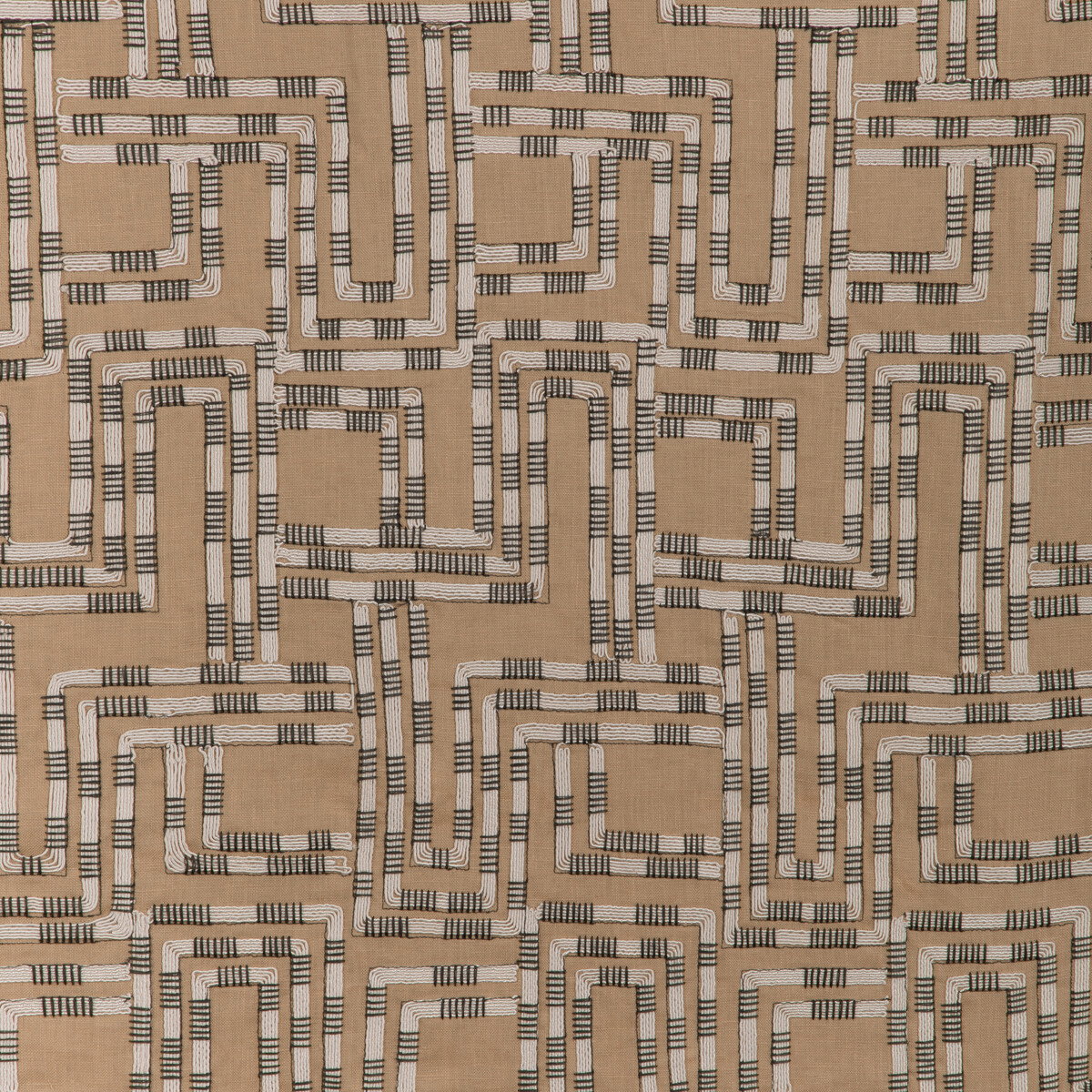 Lee Jofa Modern Circuit Embroidery Buff Fabric | OnlineFabricStore