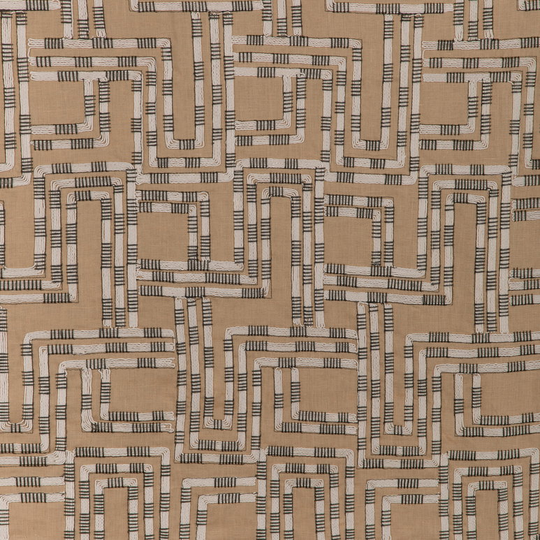 Lee Jofa Modern Circuit Embroidery Buff Fabric