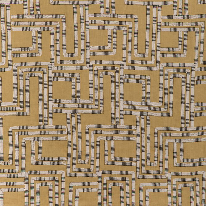 Lee Jofa Modern Circuit Embroidery Ochre Fabric