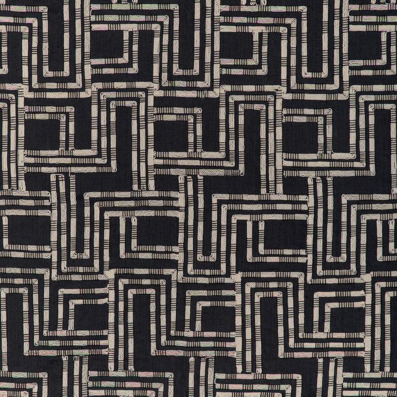 Lee Jofa Modern Circuit Embroidery Noir Fabric