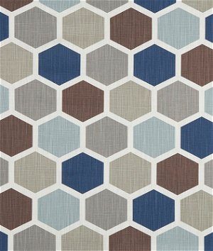Premier Prints Hexagon Regal Blue Slub Canvas Fabric