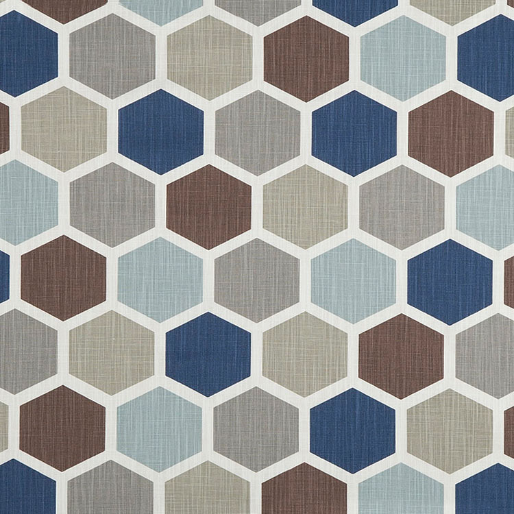 Premier Prints Hexagon Regal Blue Slub Canvas Fabric