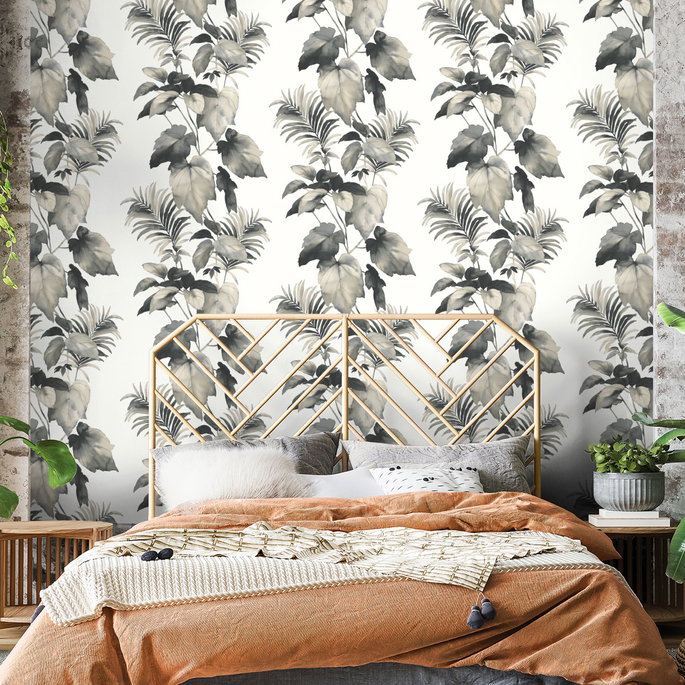 Harry &amp; Grace Peel &amp; Stick Leaf Stripe Inkwell Wallpaper image 3 of 4