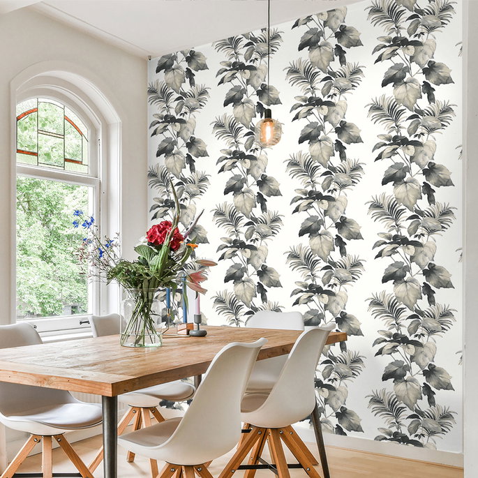 Harry &amp; Grace Peel &amp; Stick Leaf Stripe Inkwell Wallpaper image 4 of 4