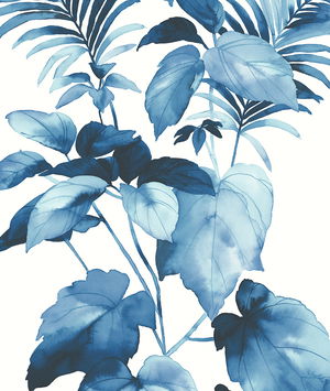 Harry & Grace Peel & Stick Leaf Stripe Olympic Blue Wallpaper