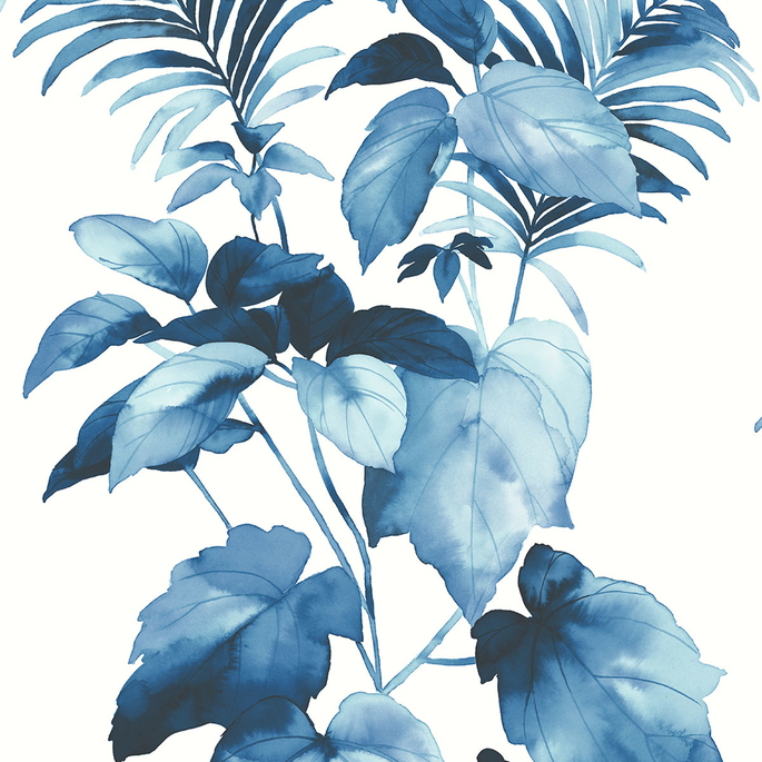 Harry &amp; Grace Peel &amp; Stick Leaf Stripe Olympic Blue Wallpaper image 1 of 4