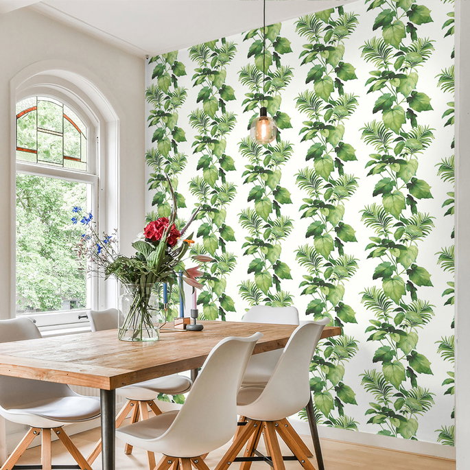 Harry &amp; Grace Peel &amp; Stick Leaf Stripe Summer Fern Wallpaper image 4 of 4