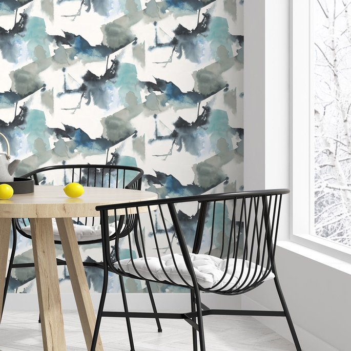 Harry &amp; Grace Peel &amp; Stick Watercolor Block Blue Lagoon Wallpaper image 4 of 4