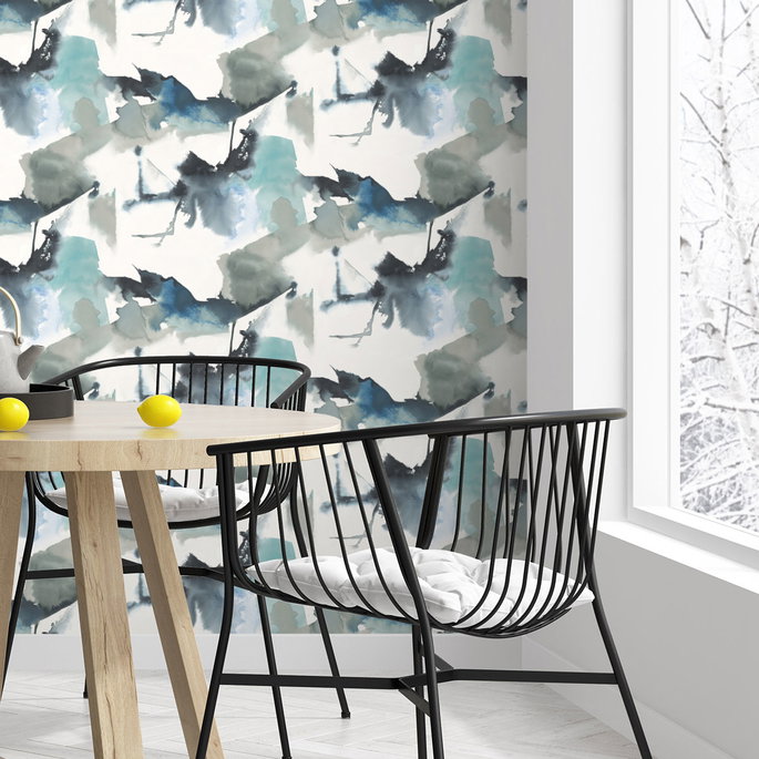 Harry &amp; Grace Peel &amp; Stick Watercolor Block Blue Lagoon Wallpaper image 4 of 4