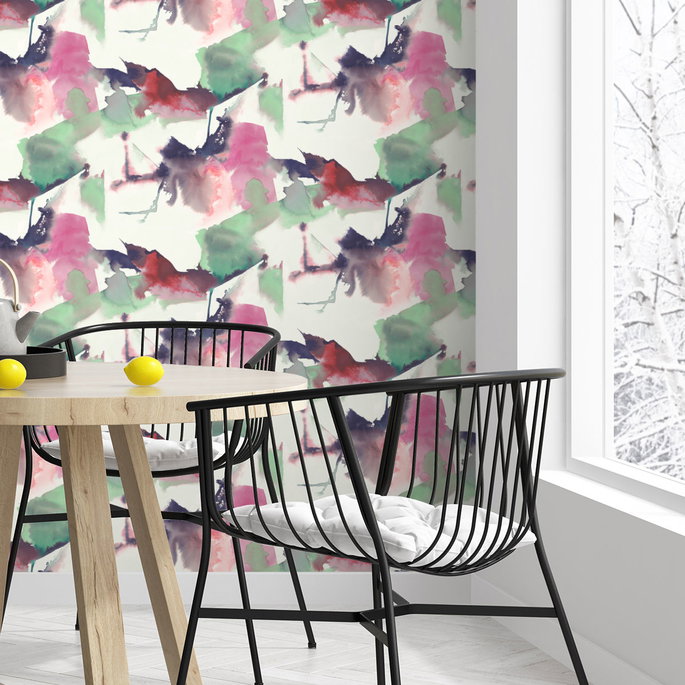 Harry &amp; Grace Peel &amp; Stick Watercolor Block Fuchsia &amp; Mint Green Wallpaper image 4 of 4