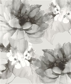 Harry & Grace Peel & Stick Watercolor Floral Ash & Metallic Silver Wallpaper