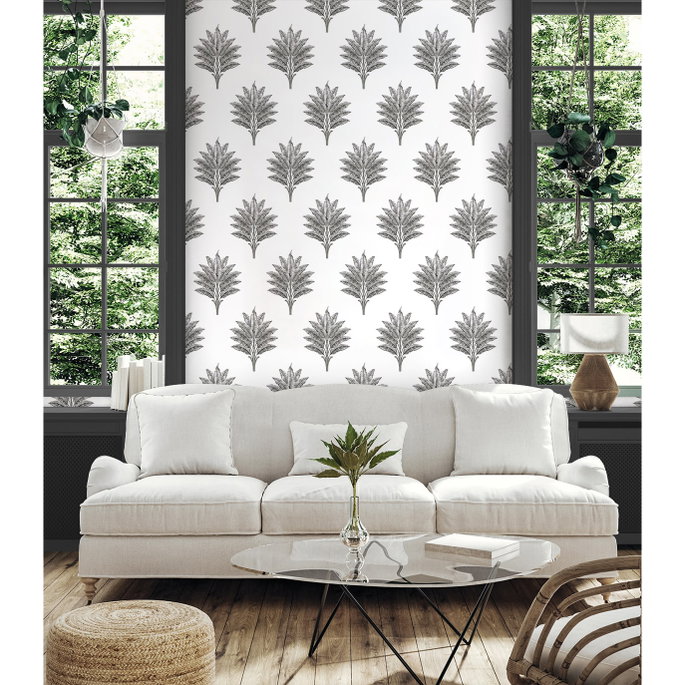 Harry &amp; Grace Peel &amp; Stick Sea Breeze Palm Charcoal Wallpaper image 2 of 5