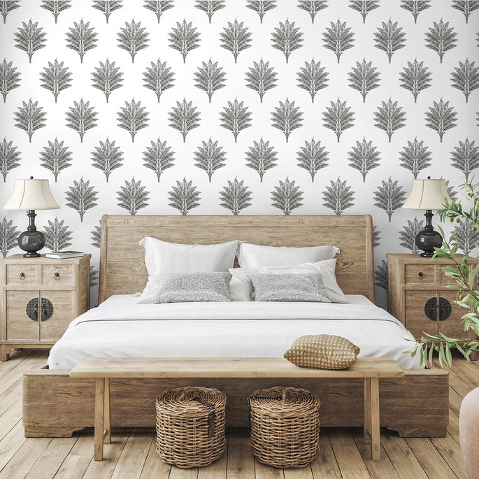 Harry &amp; Grace Peel &amp; Stick Sea Breeze Palm Charcoal Wallpaper image 3 of 5
