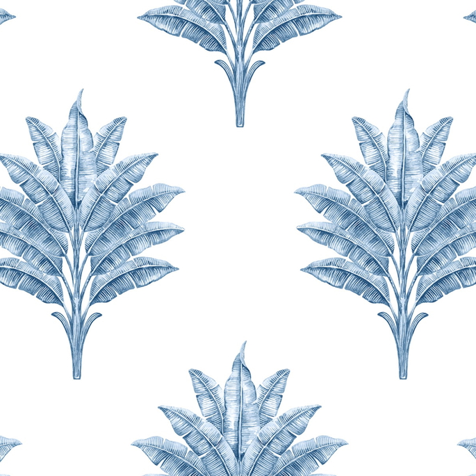 Harry &amp; Grace Peel &amp; Stick Sea Breeze Palm Coastal Blue Wallpaper image 1 of 5
