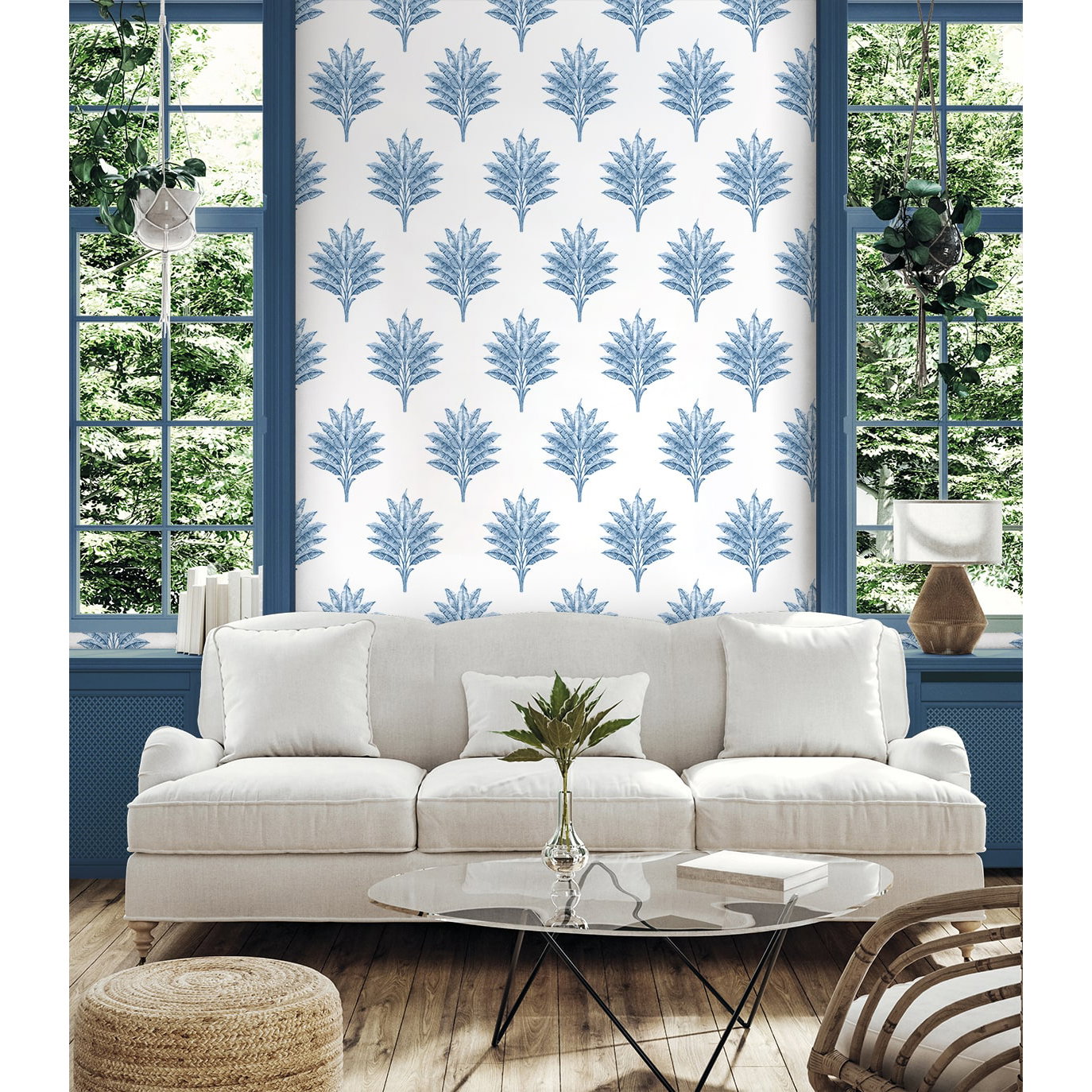Harry & Grace Peel & Stick Sea Breeze Palm Coastal Blue Wallpaper ...