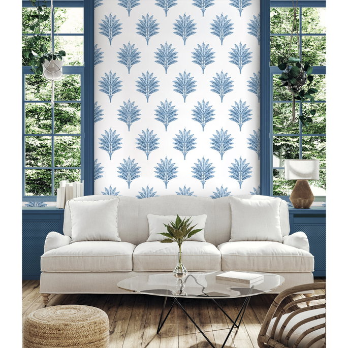 Harry &amp; Grace Peel &amp; Stick Sea Breeze Palm Coastal Blue Wallpaper image 2 of 5