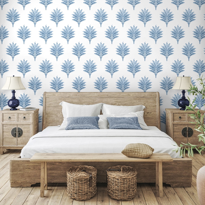 Harry &amp; Grace Peel &amp; Stick Sea Breeze Palm Coastal Blue Wallpaper image 3 of 5