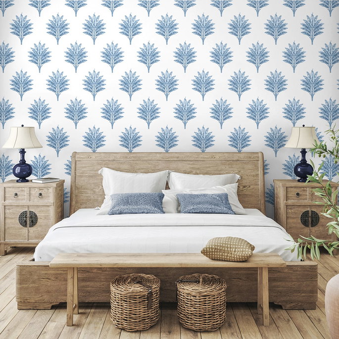 Harry &amp; Grace Peel &amp; Stick Sea Breeze Palm Coastal Blue Wallpaper image 3 of 5