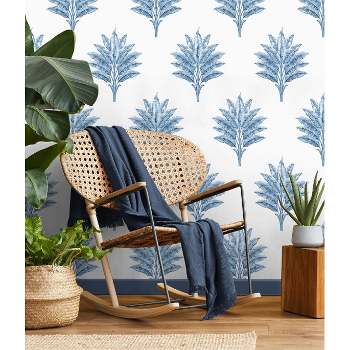 Harry &amp; Grace Peel &amp; Stick Sea Breeze Palm Coastal Blue Wallpaper image 4 of 5