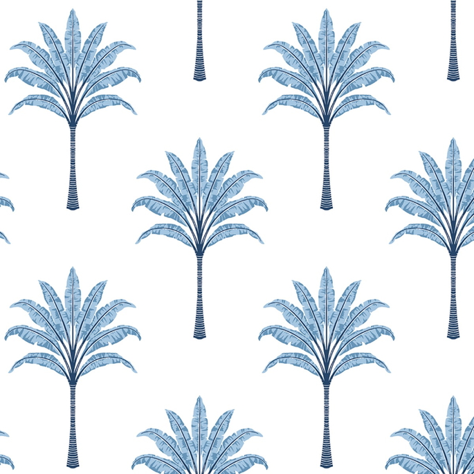 Harry &amp; Grace Peel &amp; Stick Montgomery Palm Blue Lake Wallpaper image 1 of 5