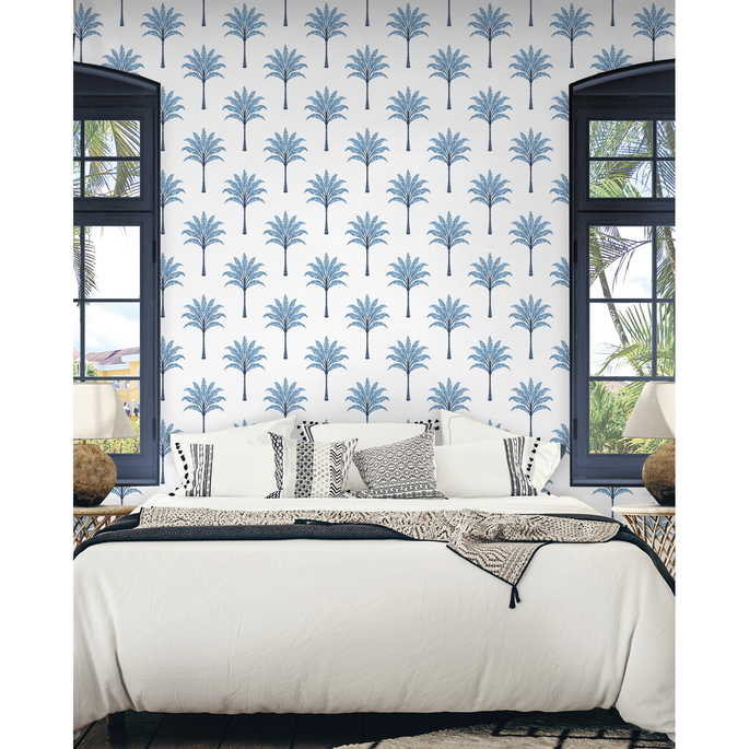 Harry &amp; Grace Peel &amp; Stick Montgomery Palm Blue Lake Wallpaper image 2 of 5