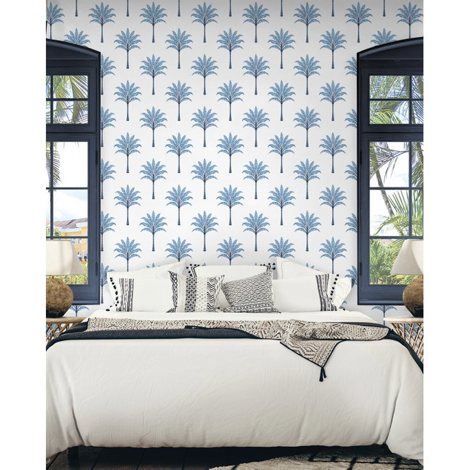 Harry &amp; Grace Peel &amp; Stick Montgomery Palm Blue Lake Wallpaper image 2 of 5