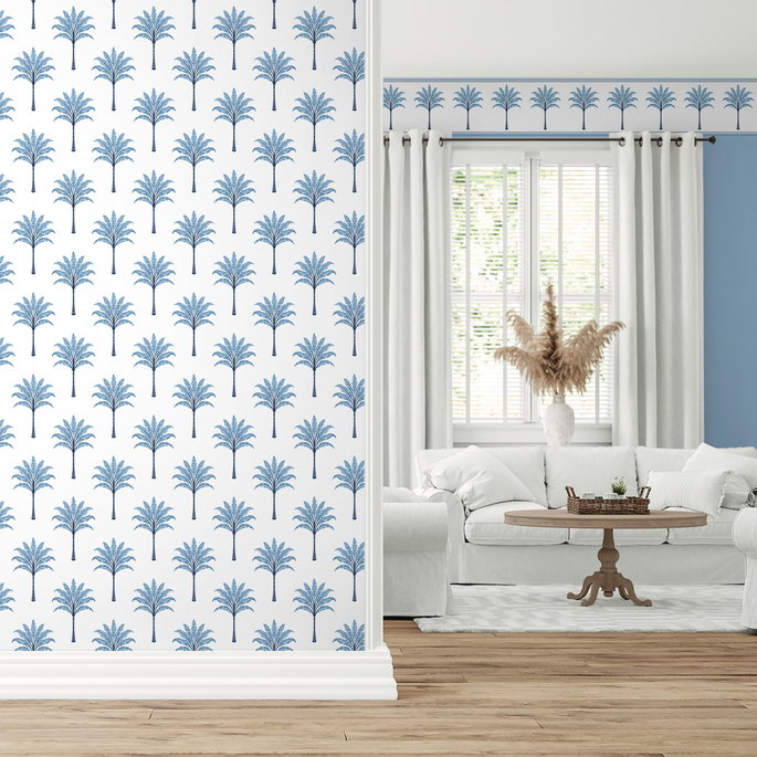 Harry &amp; Grace Peel &amp; Stick Montgomery Palm Blue Lake Wallpaper image 3 of 5