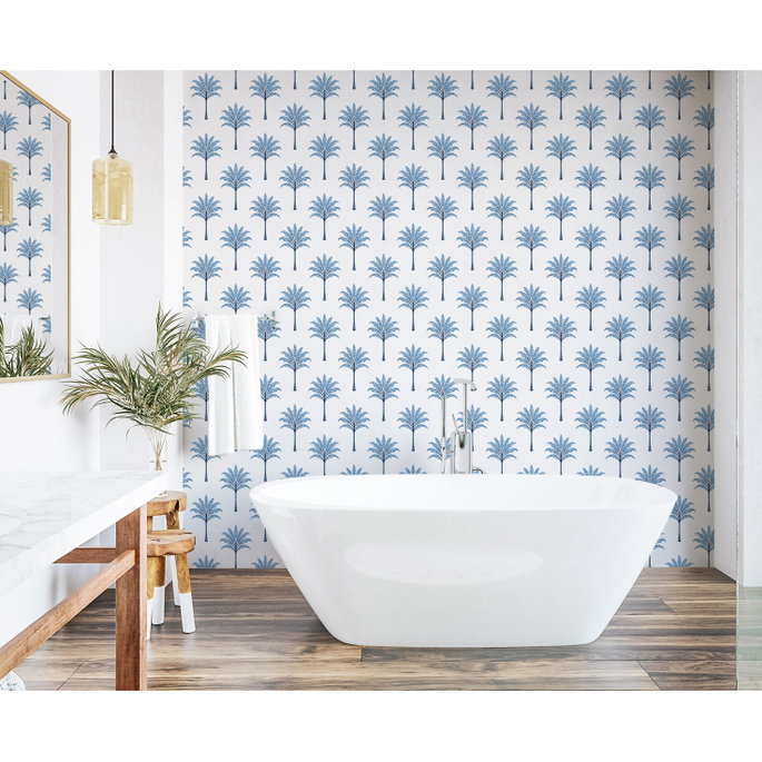 Harry &amp; Grace Peel &amp; Stick Montgomery Palm Blue Lake Wallpaper image 4 of 5