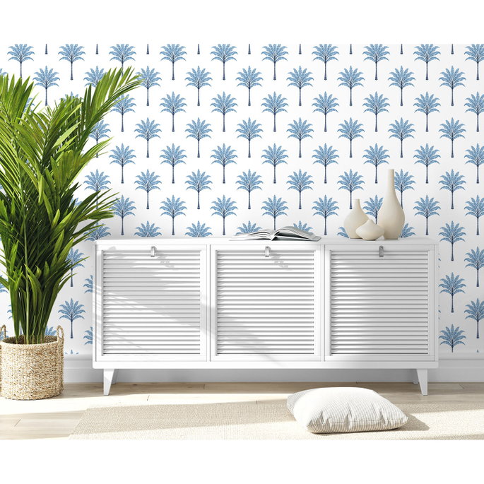 Harry &amp; Grace Peel &amp; Stick Montgomery Palm Blue Lake Wallpaper image 5 of 5