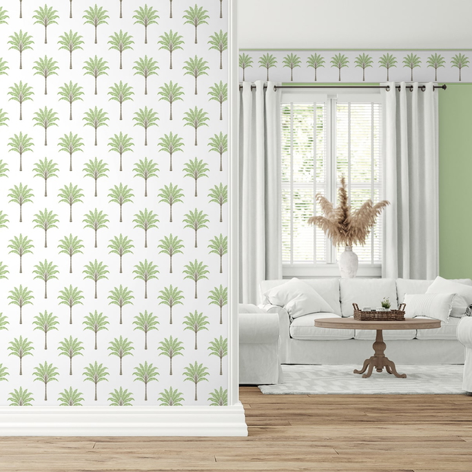 Harry &amp; Grace Peel &amp; Stick Montgomery Palm Green Tea Wallpaper image 3 of 5