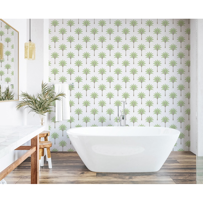 Harry &amp; Grace Peel &amp; Stick Montgomery Palm Green Tea Wallpaper image 4 of 5
