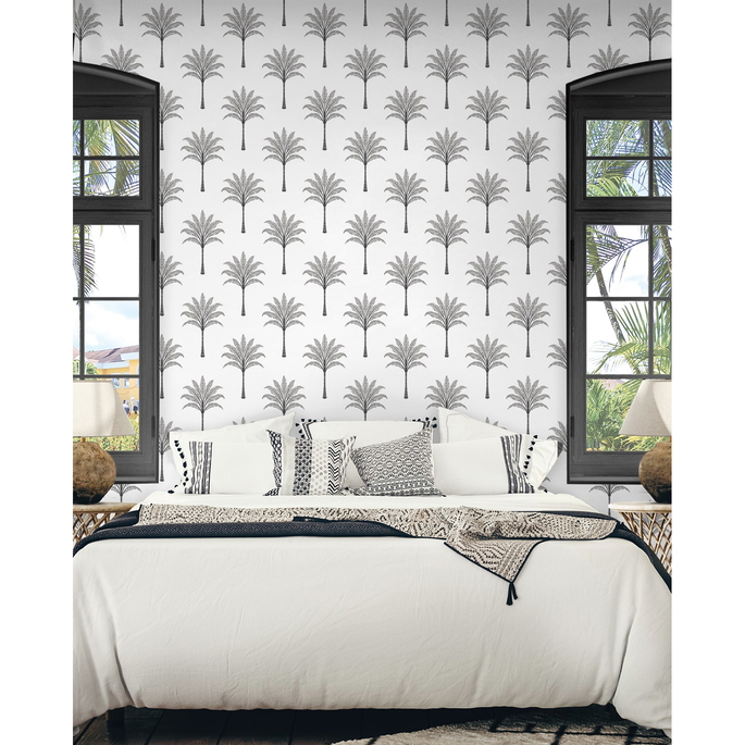 Harry &amp; Grace Peel &amp; Stick Montgomery Palm Harbor Grey Wallpaper image 2 of 5
