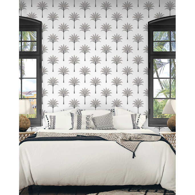 Harry &amp; Grace Peel &amp; Stick Montgomery Palm Harbor Grey Wallpaper image 2 of 5