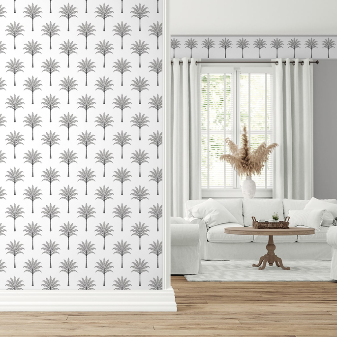 Harry &amp; Grace Peel &amp; Stick Montgomery Palm Harbor Grey Wallpaper image 3 of 5