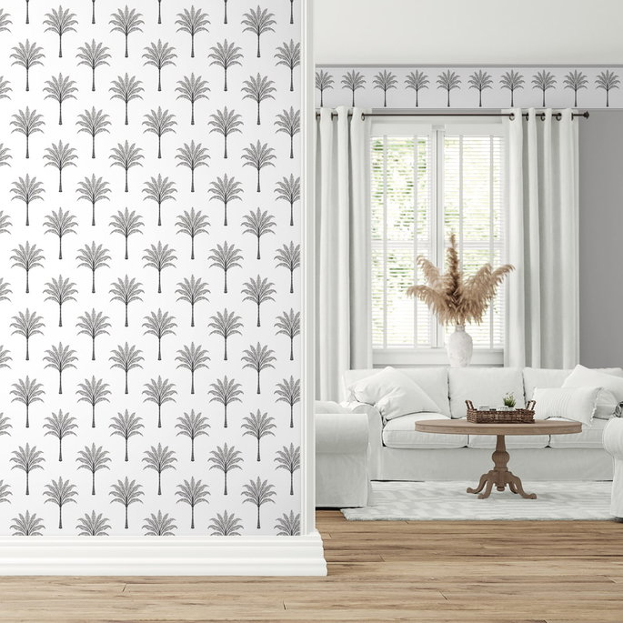 Harry &amp; Grace Peel &amp; Stick Montgomery Palm Harbor Grey Wallpaper image 3 of 5