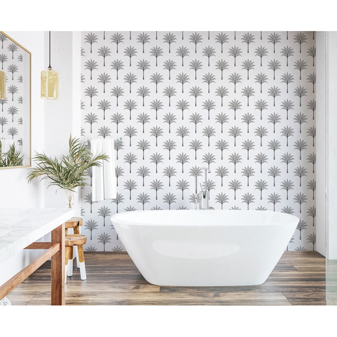 Harry &amp; Grace Peel &amp; Stick Montgomery Palm Harbor Grey Wallpaper image 4 of 5