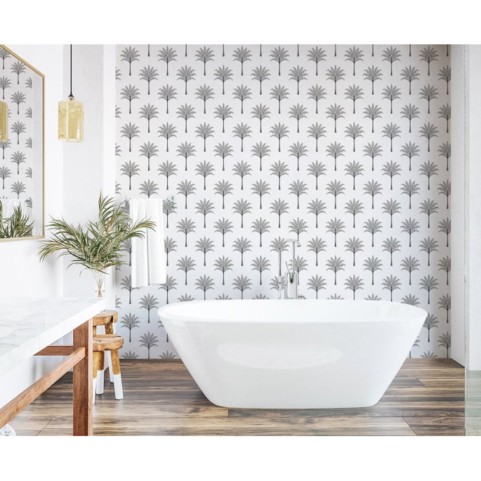 Harry &amp; Grace Peel &amp; Stick Montgomery Palm Harbor Grey Wallpaper image 4 of 5
