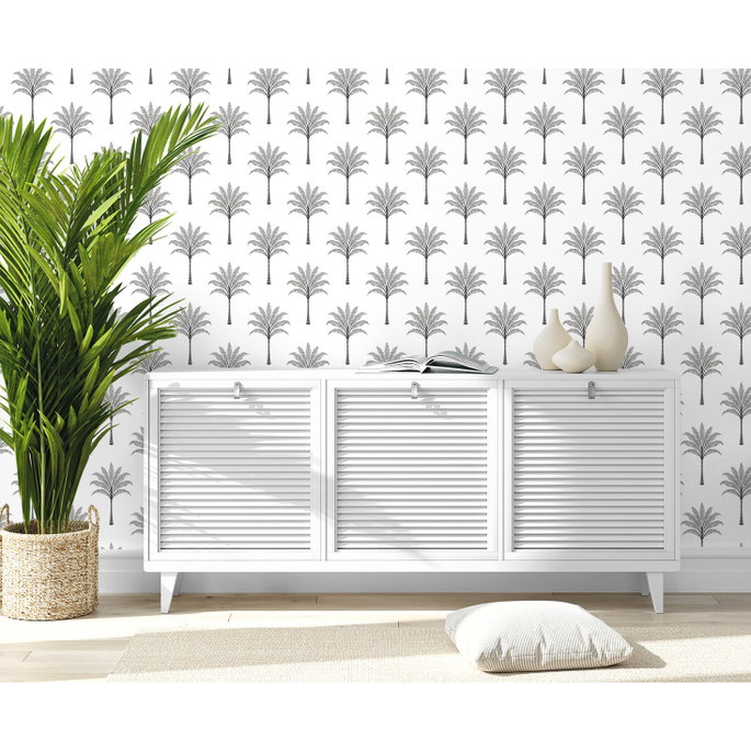 Harry &amp; Grace Peel &amp; Stick Montgomery Palm Harbor Grey Wallpaper image 5 of 5