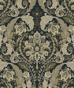 Harry & Grace Peel & Stick Thornton Vintage Damask Deep Sea Wallpaper