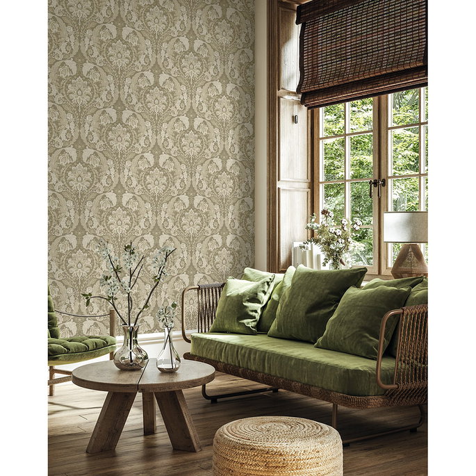 Harry &amp; Grace Peel &amp; Stick Thornton Vintage Damask Latte Wallpaper image 2 of 6